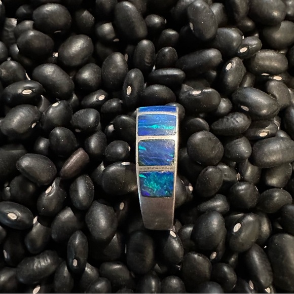 Amazing 7 Stone Menorah Fire Opal Sterling Silver Solid Pyramid Ring Hallmark RL - Picture 3 of 9